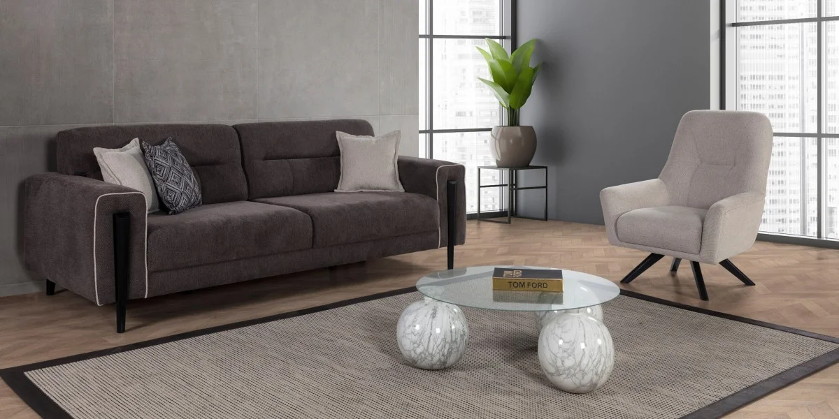 P5123 Enza Koltuk Takimi Siyah - YELES SOFA