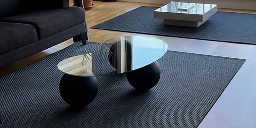 Top Ayaklı Cam Sehpa Siyah