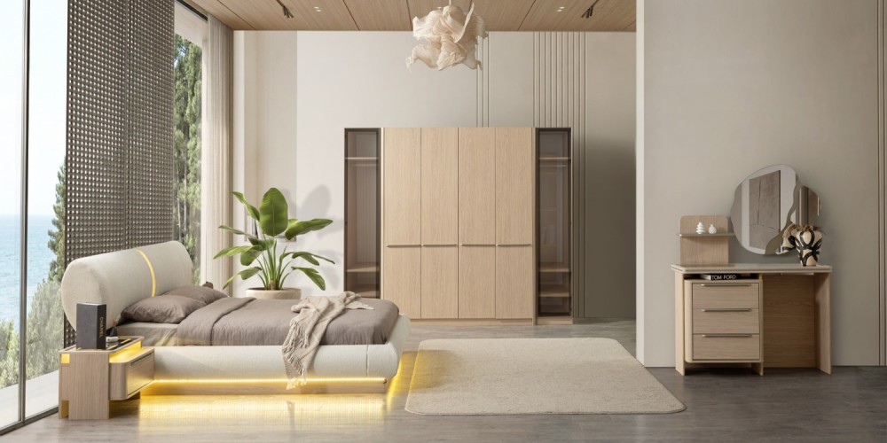 Loft Meşe Yatak Odası