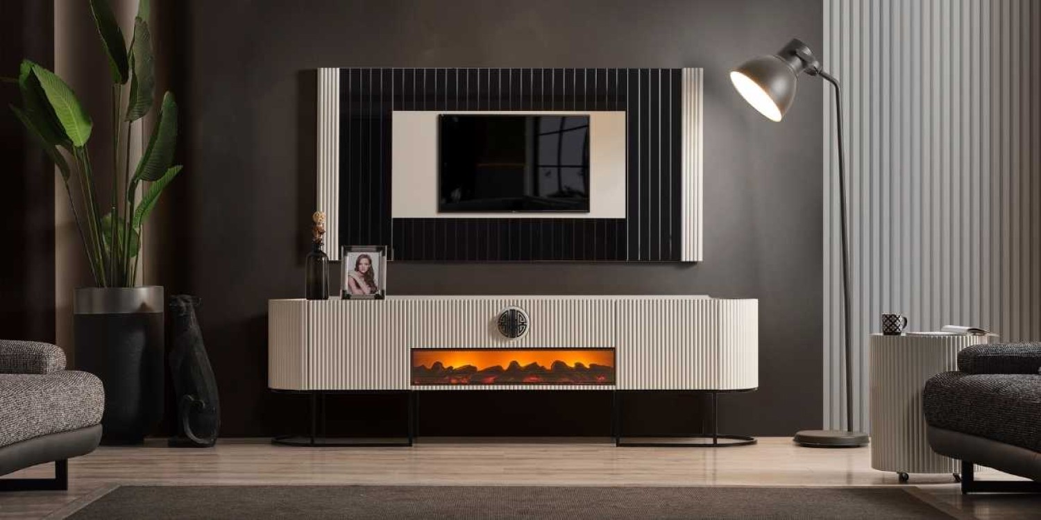 Gucci Tv Ünitesi Ekru Siyah