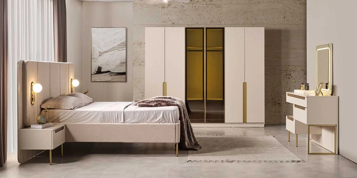 P6347 Zara Yatak Odasi Gold - ASELINA HOME