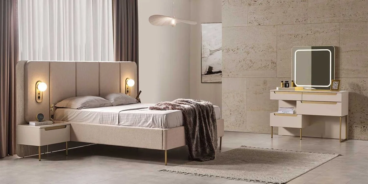 P6347 Zara Yatak Odasi Gold - ASELINA HOME