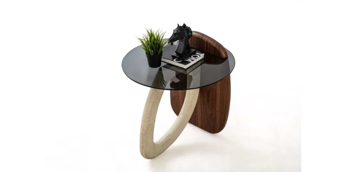 P6264 Markiz Yan Sehpa Traverten - TABA HOME