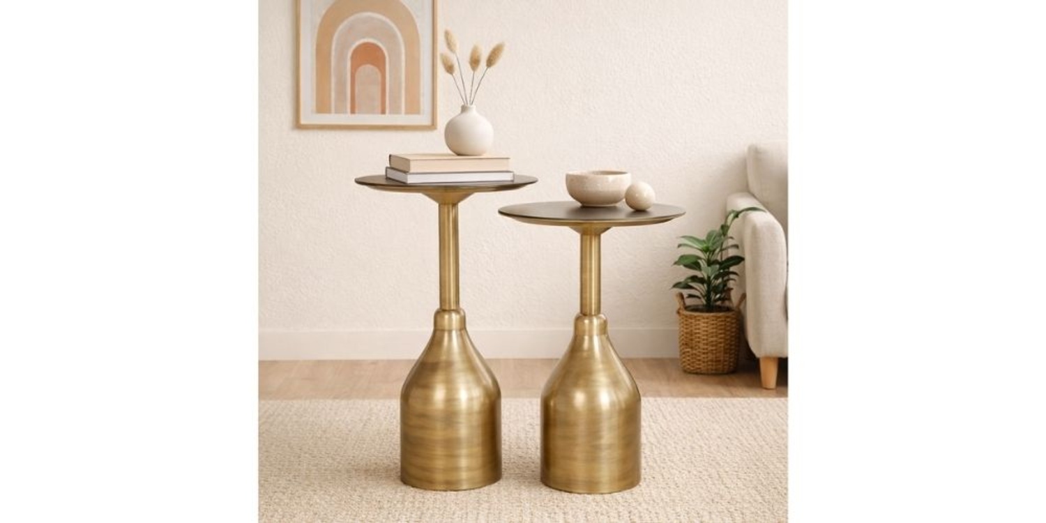 Solis Eskitme Gold Aynalı Sehpa